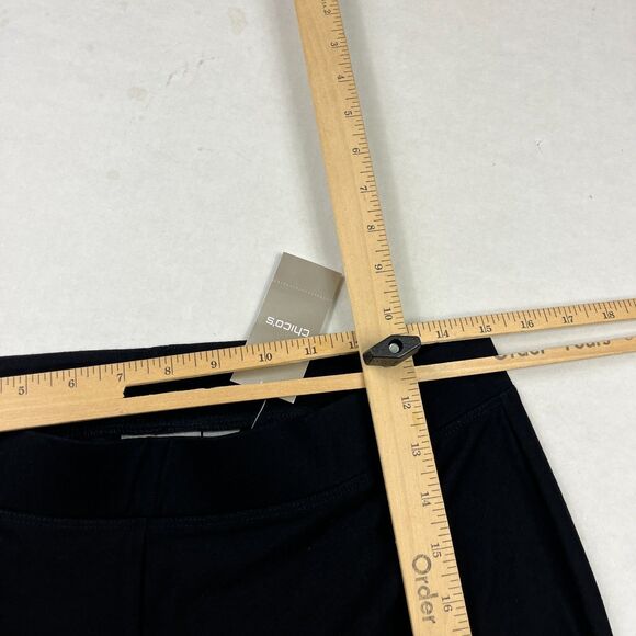 Chicos Travelers NWT Black Pull On Stretch Straight Leg Pants Work Travel 1 Med - Picture 11 of 13